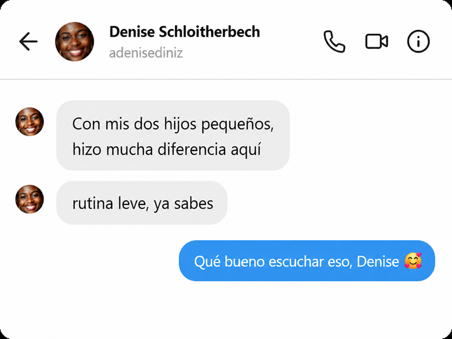 Mensaje de una clienta con dos niños pequeños