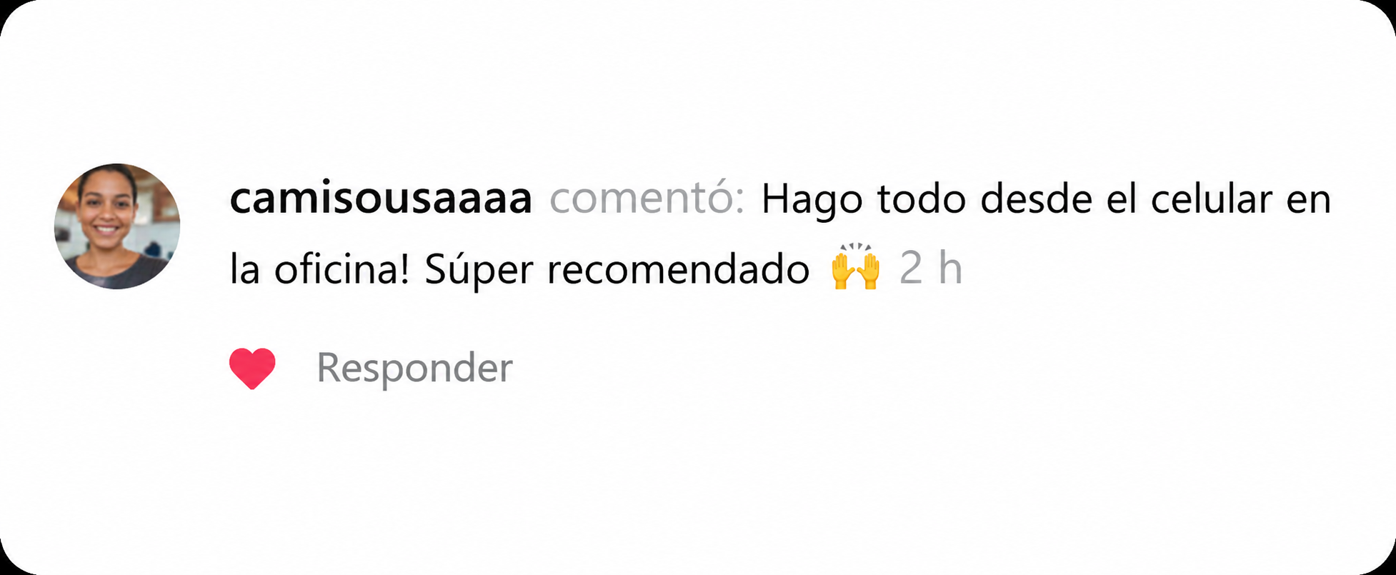 Comentario en Instagram sobre usar las recetas desde el celular